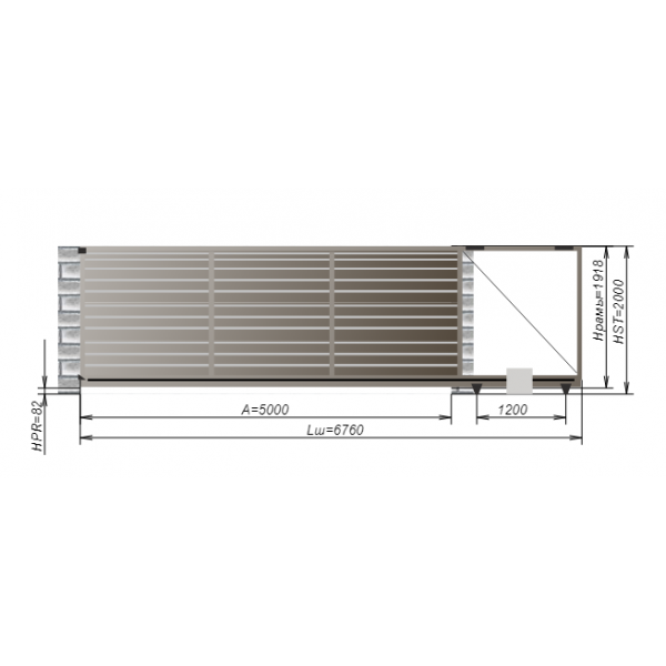 Откатные ворота Alutech 5000x2000 мм.