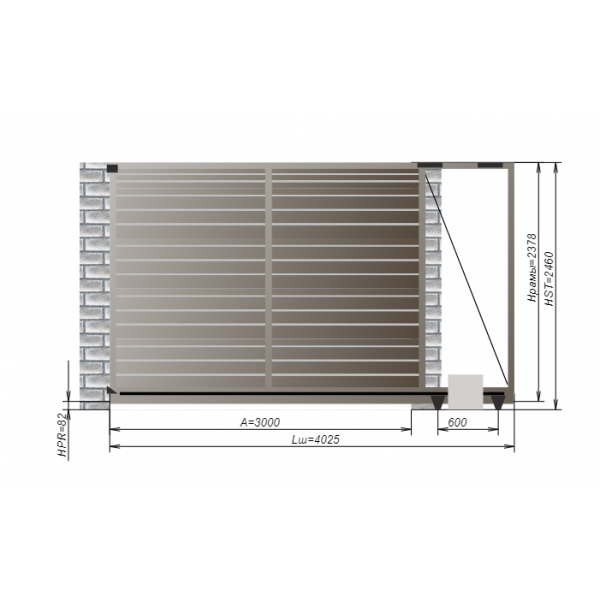 Откатные ворота Alutech 3000x2460 мм.